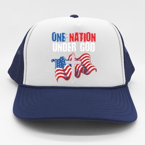 One Nation Under God Us Flag Christian American 4th Of July Cool Gift Trucker Hat