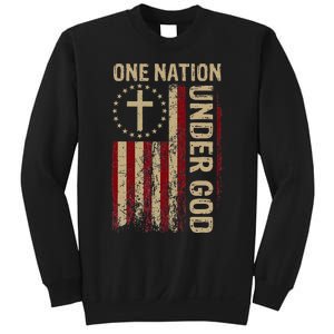 One Nation Under God Flag 4th Of July Patriotic Christian Sweatshirt