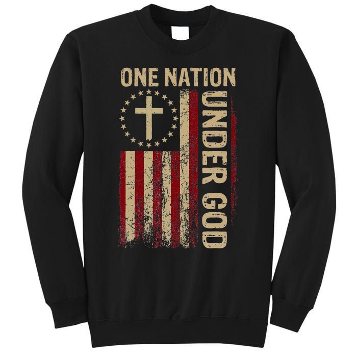 One Nation Under God Flag 4th Of July Patriotic Christian Sweatshirt