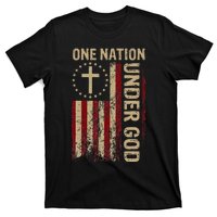 One Nation Under God Flag 4th Of July Patriotic Christian T-Shirt