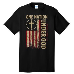 One Nation Under God Flag 4th Of July Patriotic Christian Tall T-Shirt