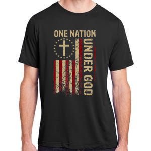 One Nation Under God Flag 4th Of July Patriotic Christian Adult ChromaSoft Performance T-Shirt