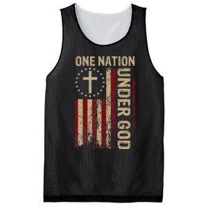 One Nation Under God Flag 4th Of July Patriotic Christian Mesh Reversible Basketball Jersey Tank