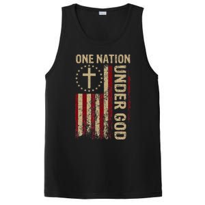 One Nation Under God Flag 4th Of July Patriotic Christian PosiCharge Competitor Tank