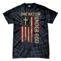 One Nation Under God Flag 4th Of July Patriotic Christian Tie-Dye T-Shirt