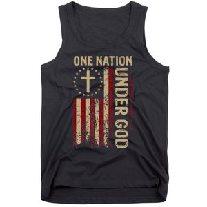 One Nation Under God Flag 4th Of July Patriotic Christian Tank Top