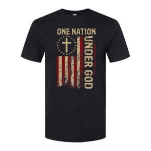 One Nation Under God Flag 4th Of July Patriotic Christian Softstyle CVC T-Shirt