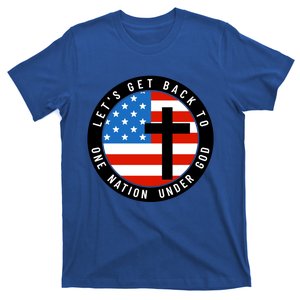 One Nation Under God Quote American Flag With Cross Funny Gift T-Shirt