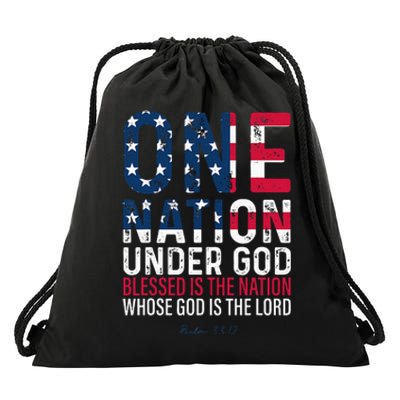 One Nation Under God Blessed Is The Nation Whose God Vintage Drawstring Bag