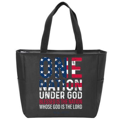 One Nation Under God Blessed Is The Nation Whose God Vintage Zip Tote Bag