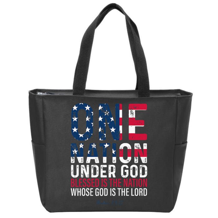 One Nation Under God Blessed Is The Nation Whose God Vintage Zip Tote Bag