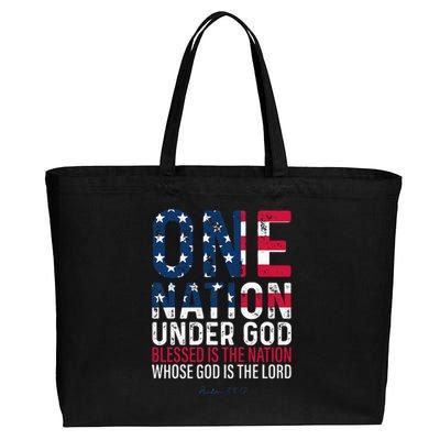 One Nation Under God Blessed Is The Nation Whose God Vintage Cotton Canvas Jumbo Tote