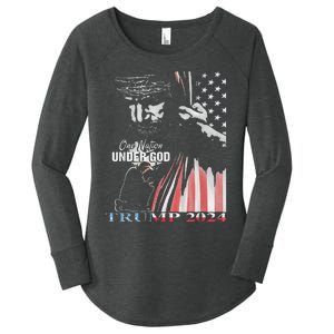 One Nation Under God Trump 2024 God American Flag Women's Perfect Tri Tunic Long Sleeve Shirt