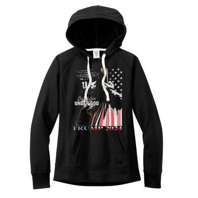 One Nation Under God Trump 2024 God American Flag Women's Fleece Hoodie