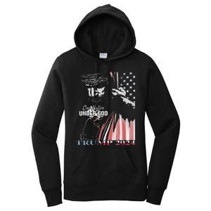 One Nation Under God Trump 2024 God American Flag Women's Pullover Hoodie