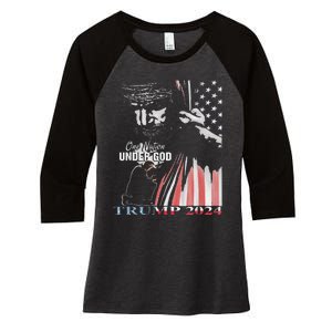 One Nation Under God Trump 2024 God American Flag Women's Tri-Blend 3/4-Sleeve Raglan Shirt