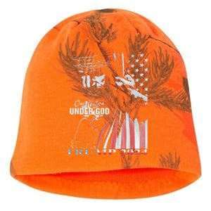 One Nation Under God Trump 2024 God American Flag Kati - Camo Knit Beanie