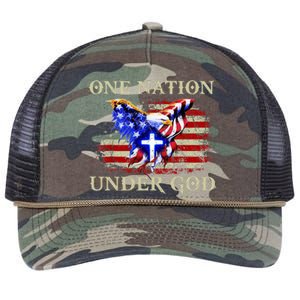 One Nation Under God Patriotic Usa Christian Retro Rope Trucker Hat Cap