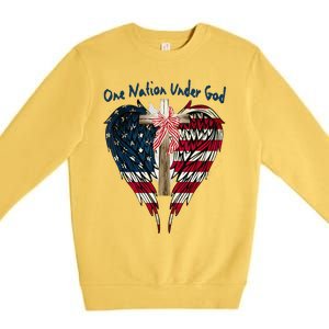 One Nation Under God Flag 4th Of July Patriotic Christian Premium Crewneck Sweatshirt