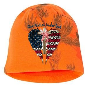 One Nation Under God Flag 4th Of July Patriotic Christian Kati - Camo Knit Beanie