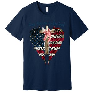 One Nation Under God Flag 4th Of July Patriotic Christian Premium T-Shirt