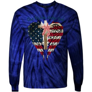 One Nation Under God Flag 4th Of July Patriotic Christian Tie-Dye Long Sleeve Shirt