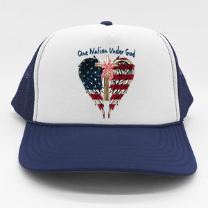 One Nation Under God Flag 4th Of July Patriotic Christian Trucker Hat