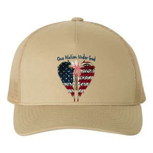 One Nation Under God Flag 4th Of July Patriotic Christian Yupoong Adult 5-Panel Trucker Hat