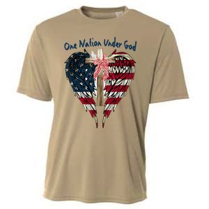 One Nation Under God Flag 4th Of July Patriotic Christian Cooling Performance Crew T-Shirt