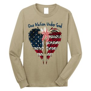 One Nation Under God Flag 4th Of July Patriotic Christian Long Sleeve Shirt