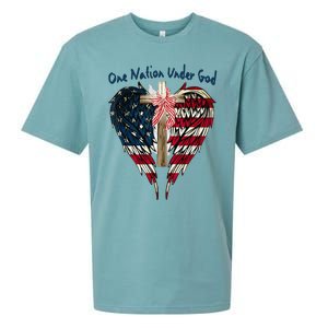 One Nation Under God Flag 4th Of July Patriotic Christian Sueded Cloud Jersey T-Shirt