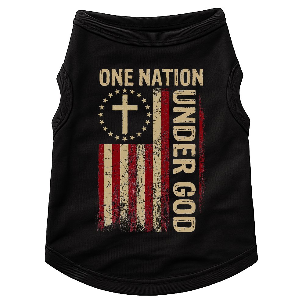 One Nation Under God Flag 4th Of July Patriotic Doggie Tank