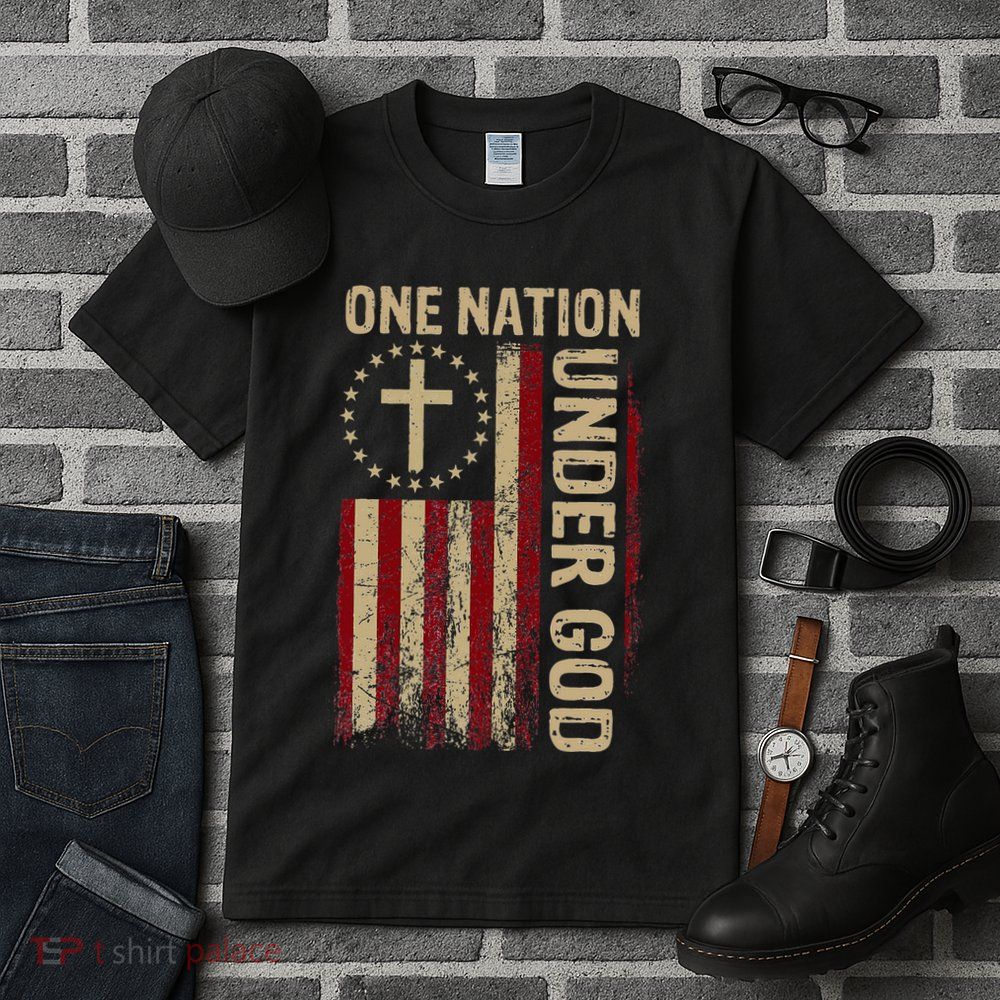 One Nation Under God Flag 4th Of July Patriotic Tall T-Shirt