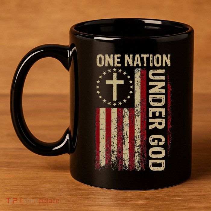 One Nation Under God Flag 4th Of July Patriotic 11oz C Handle Ceramic Mug