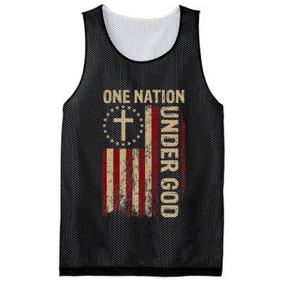 One Nation Under God Flag 4th Of July Patriotic Mesh Reversible Basketball Jersey Tank
