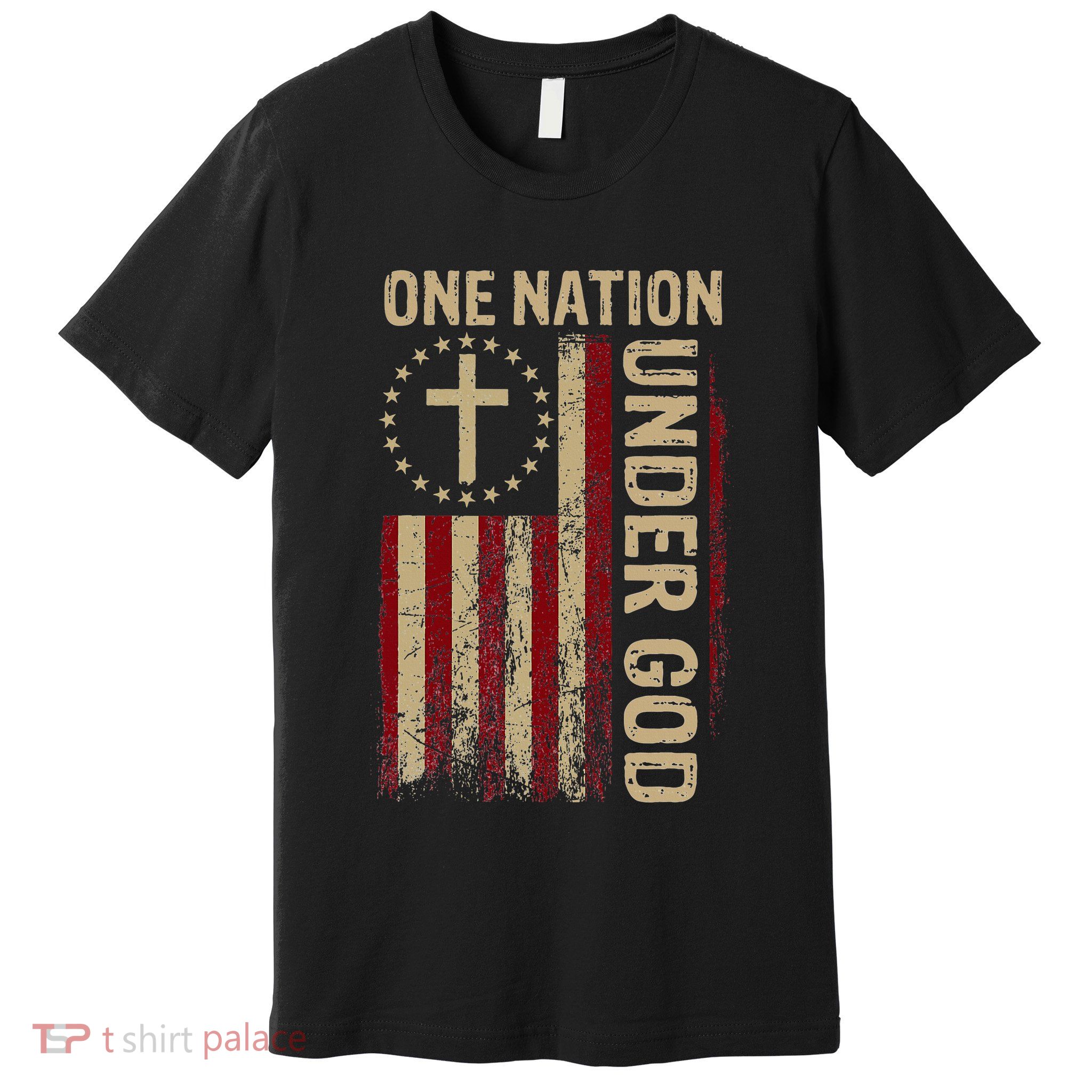 One Nation Under God Flag 4th Of July Patriotic Premium T-Shirt