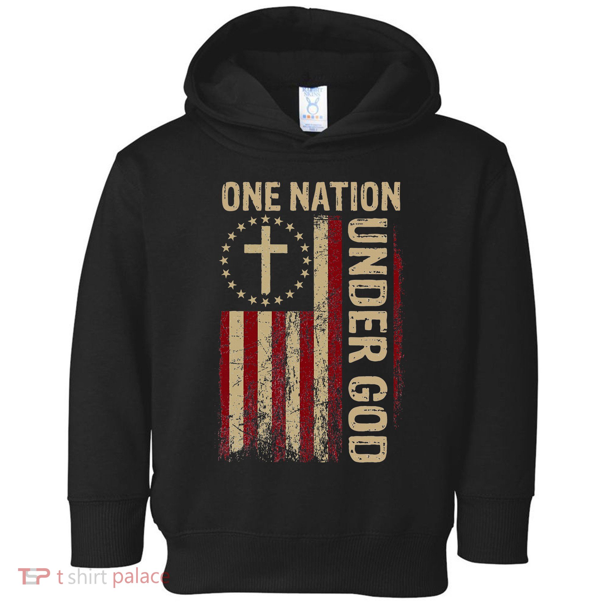 One Nation Under God Flag 4th Of July Patriotic Toddler Hoodie