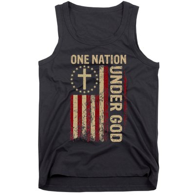 One Nation Under God Flag 4th Of July Patriotic Tank Top