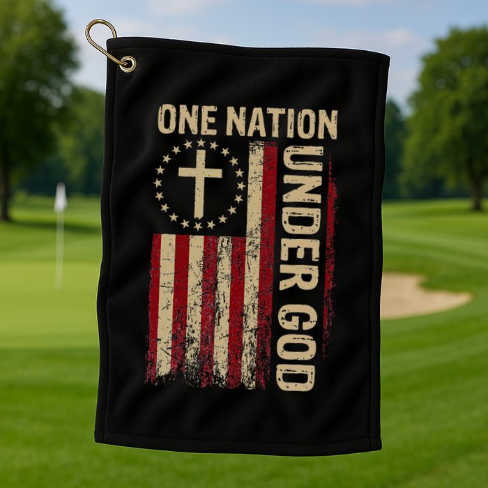 One Nation Under God Flag 4th Of July Patriotic Golf Towel