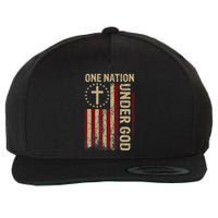 One Nation Under God Flag 4th Of July Patriotic Wool Snapback Cap