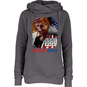 One Nation Under God President Trump 2024 America Christian Womens Funnel Neck Pullover Hood