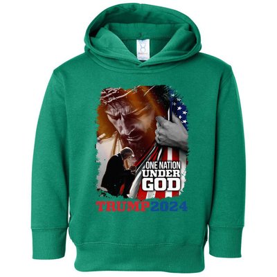 One Nation Under God President Trump 2024 America Christian Toddler Hoodie