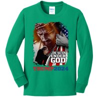 One Nation Under God President Trump 2024 America Christian Kids Long Sleeve Shirt