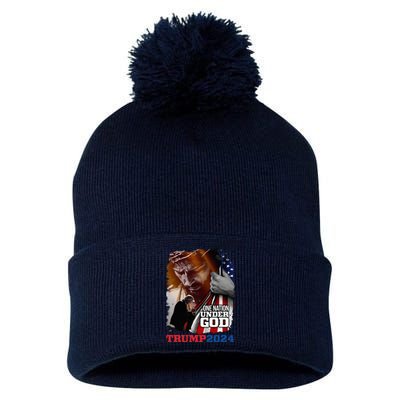 One Nation Under God President Trump 2024 America Christian Pom Pom 12in Knit Beanie