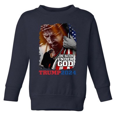 One Nation Under God President Trump 2024 America Christian Toddler Sweatshirt