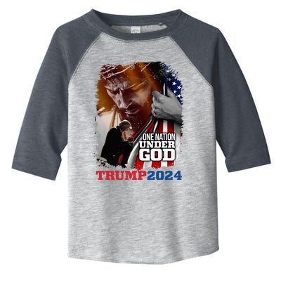 One Nation Under God President Trump 2024 America Christian Toddler Fine Jersey T-Shirt