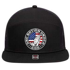 One Nation Under God 4th Of July Independence Day Prayer Gift 7 Panel Mesh Trucker Snapback Hat