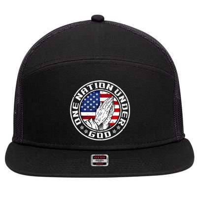 One Nation Under God 4th Of July Independence Day Prayer Gift 7 Panel Mesh Trucker Snapback Hat