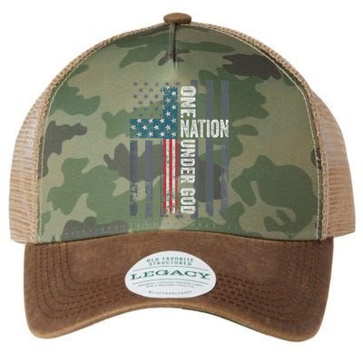ONE NATION UNDER GOD USA Cross Flag Christian ON BACK Legacy Tie Dye Trucker Hat
