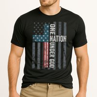 ONE NATION UNDER GOD USA Cross Flag Christian ON BACK Cooling Performance Crew T-Shirt
